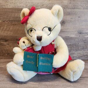Vintage 1997 Christmas Bear Plush Family Holiday Classics 14 Inch Stuffed Teddy